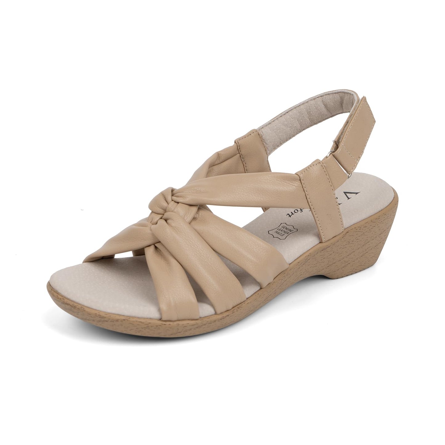 VJH confort Women’s Wedge Sandals, Comfortable Platform Cushioned Insole Strappy Round Toe Casual Wedge Sandals