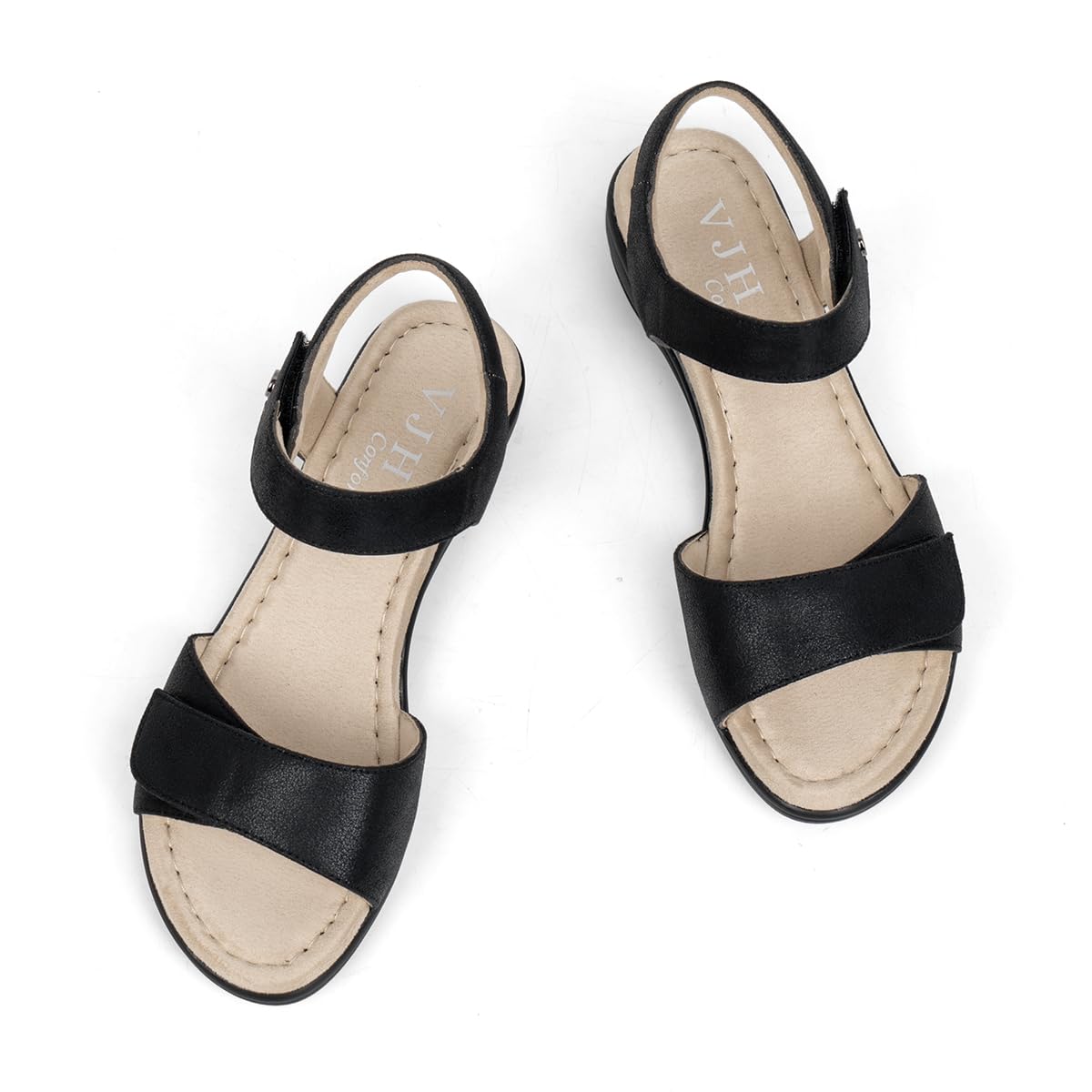 VJH confort Women's Wedge Sandals Low Heel Comfortable Hook-and-Loop Strap Open Toe Platform Summer Shoe