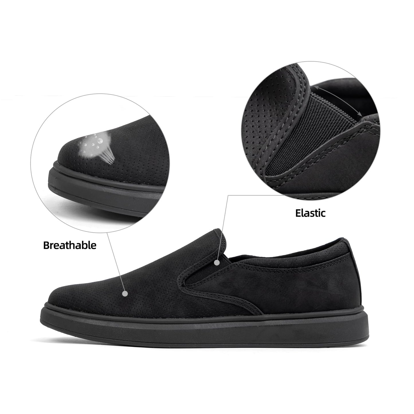 VJH confort Men's Slip-on Loafers Sneakers Mesh Breathable Elastic Casual Comfortable Fashion Work Shoes