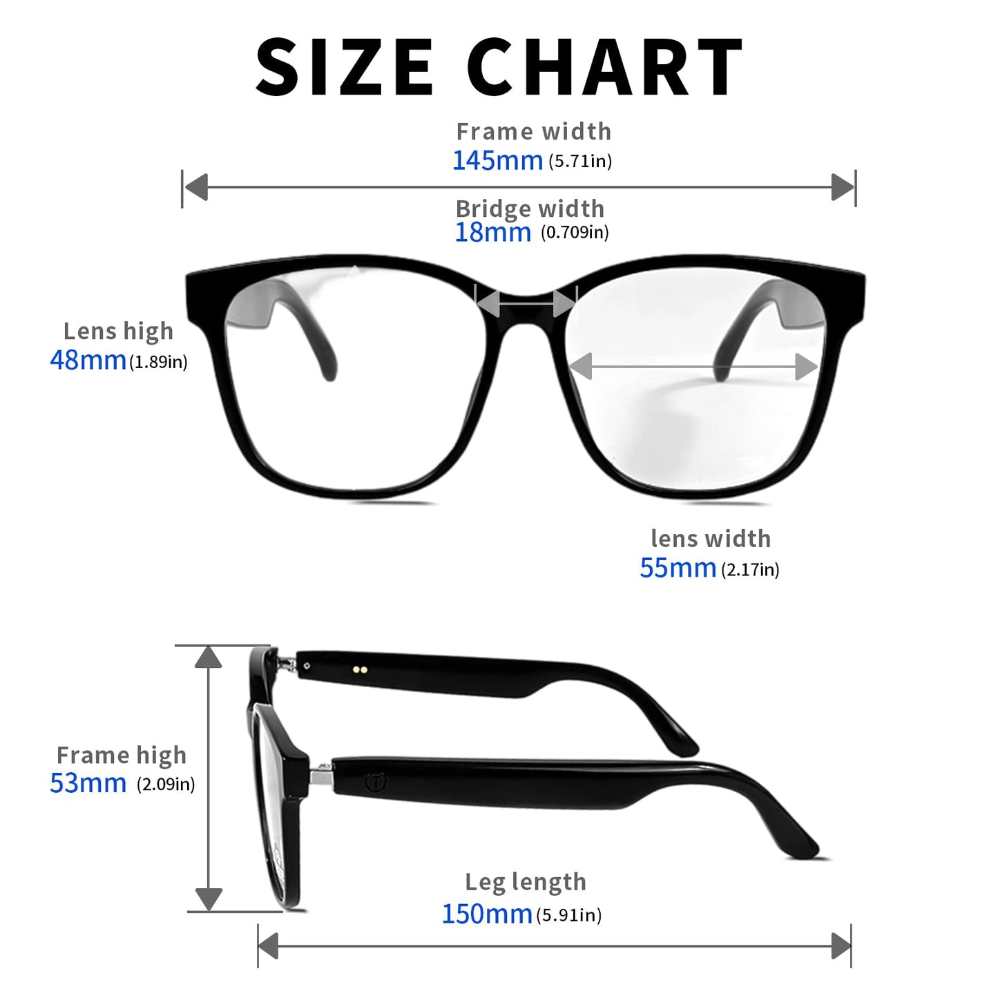 AI Smart Bluetooth Glasses for men/women,Open-Ear Translation Sunglasses with 144 Languages & Accents, Polarized UV400 Lenses for Daily Travel Business Outdoor Sports (Black Frame Transpraent Lens)