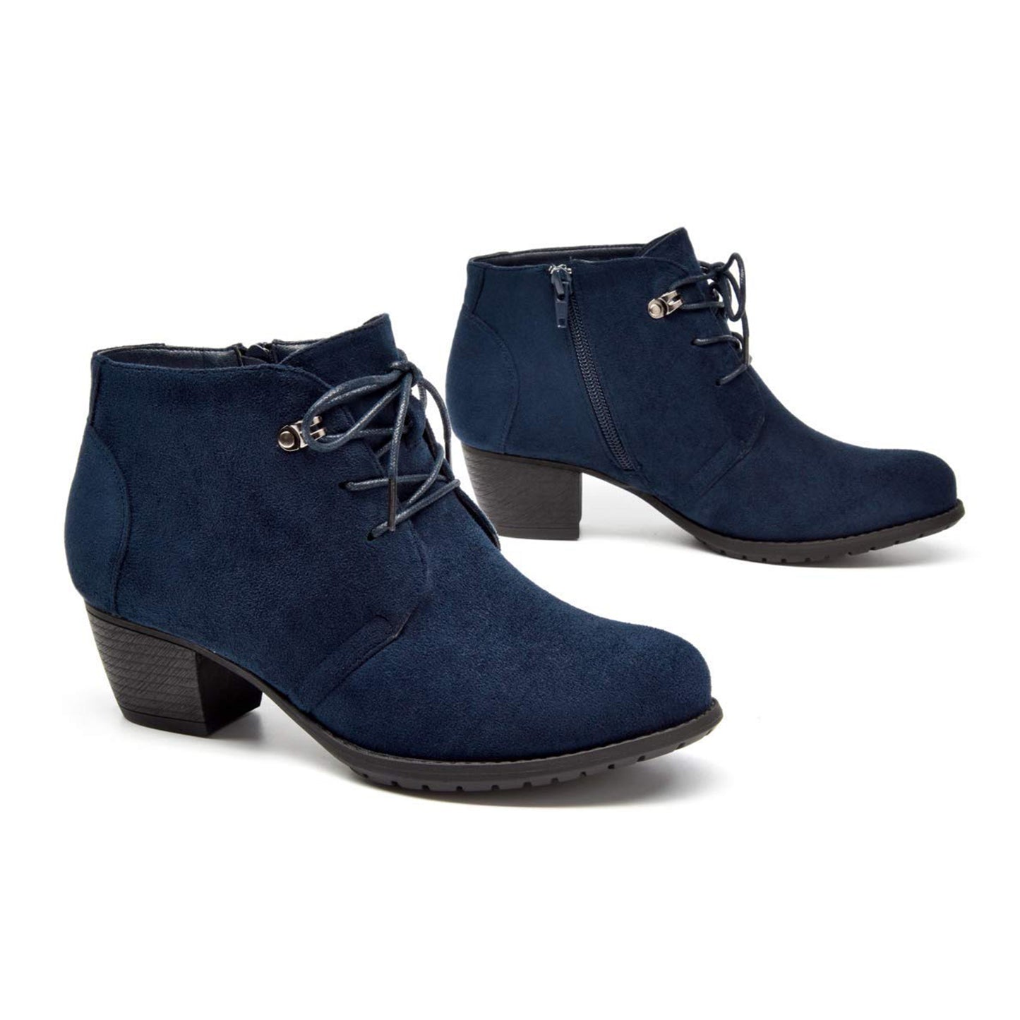 VJH confort Women's Ankle Boots,Lace-up Round Toe Comfortable Low Heel Dress Booties with Side Zipper