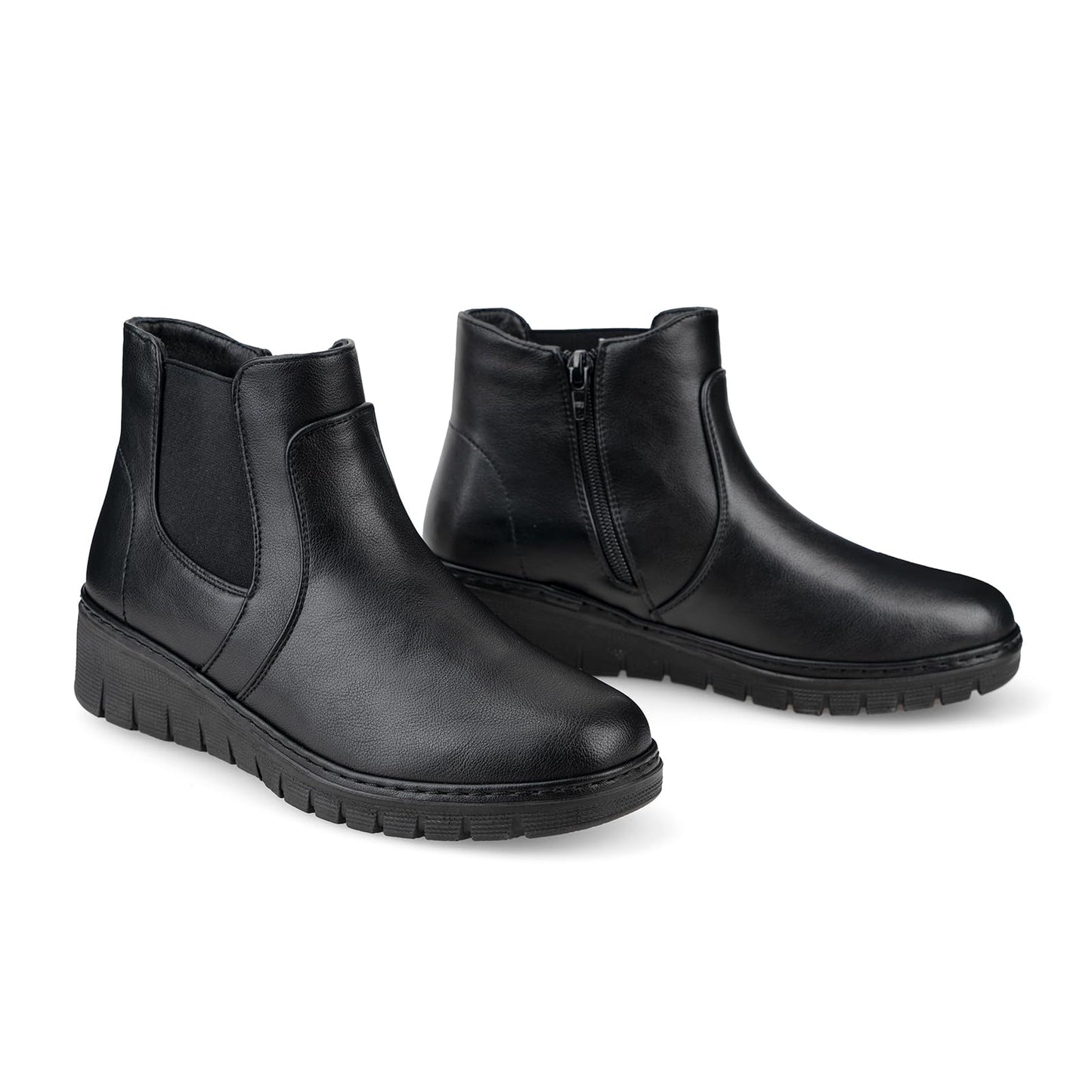 VJH confort Women’s Ankle Boots, Comfort Round Toe Lightweight Wedge Chelsea Booties with Arch Support