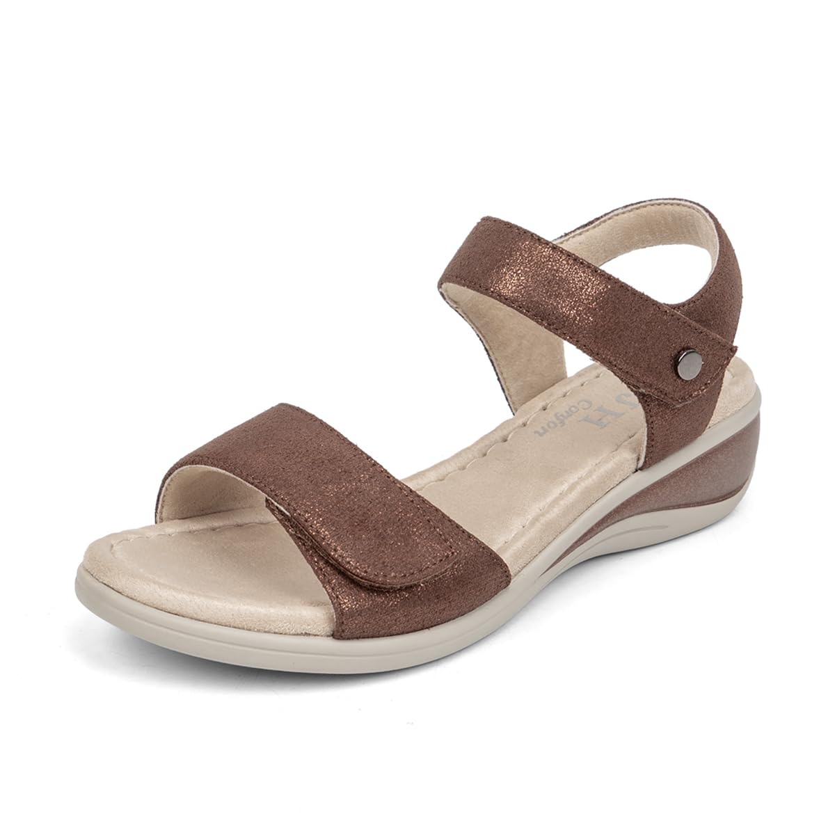 VJH confort Women's Wedge Sandals Low Heel Comfortable Hook-and-Loop Strap Open Toe Platform Summer Shoe