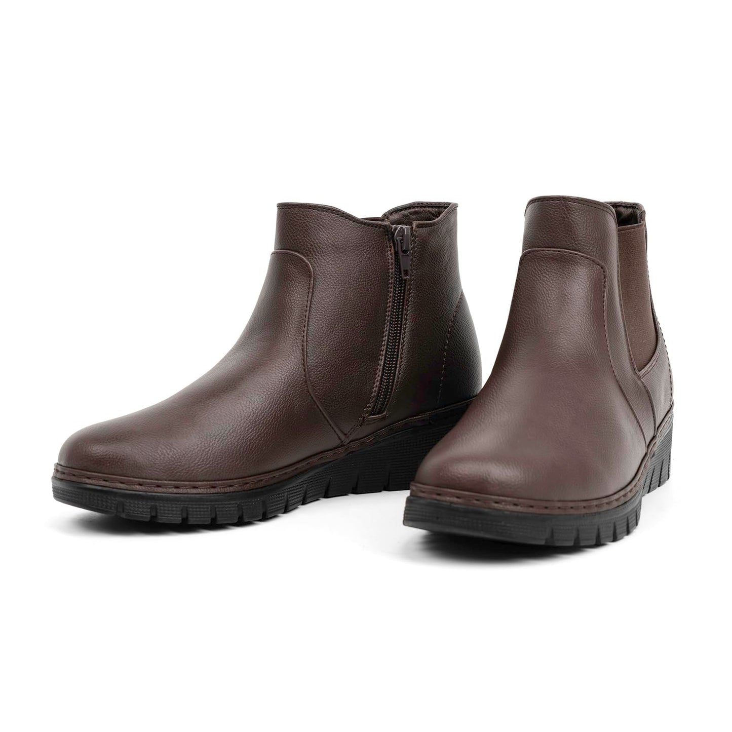 VJH confort Women’s Ankle Boots, Comfort Round Toe Lightweight Wedge Chelsea Booties with Arch Support