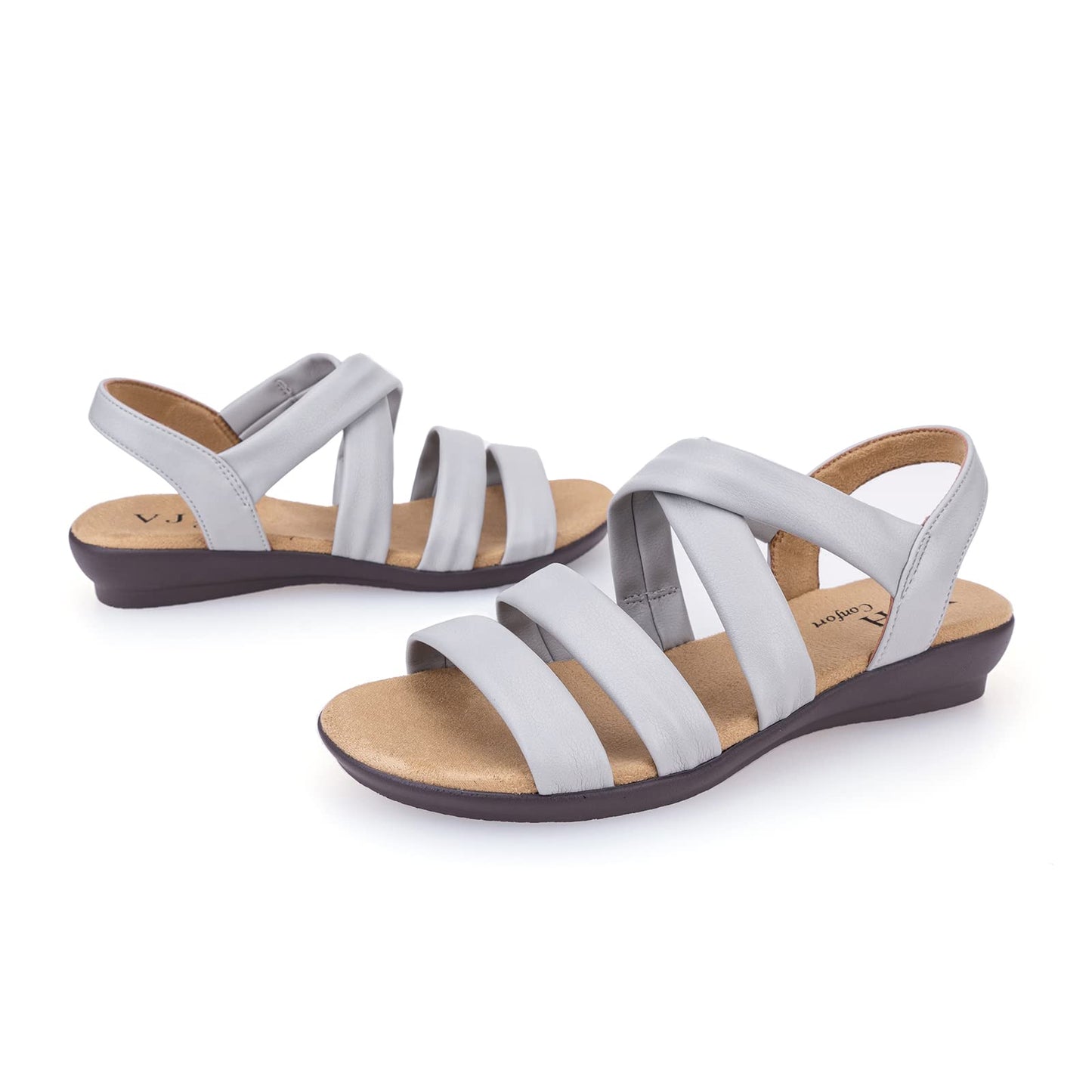 VJH confort Women’s Flat Sandals, Soft Straps Slip-on Open Toe Light Weight Elastic Slingback Comfort Casual Walking Sandals