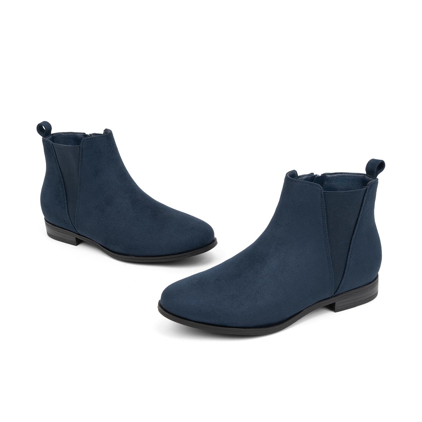 VJH confort Women's Chelsea Ankle Boots Low Heel Fashion Almond Toe Dress Booties with Side Zipper