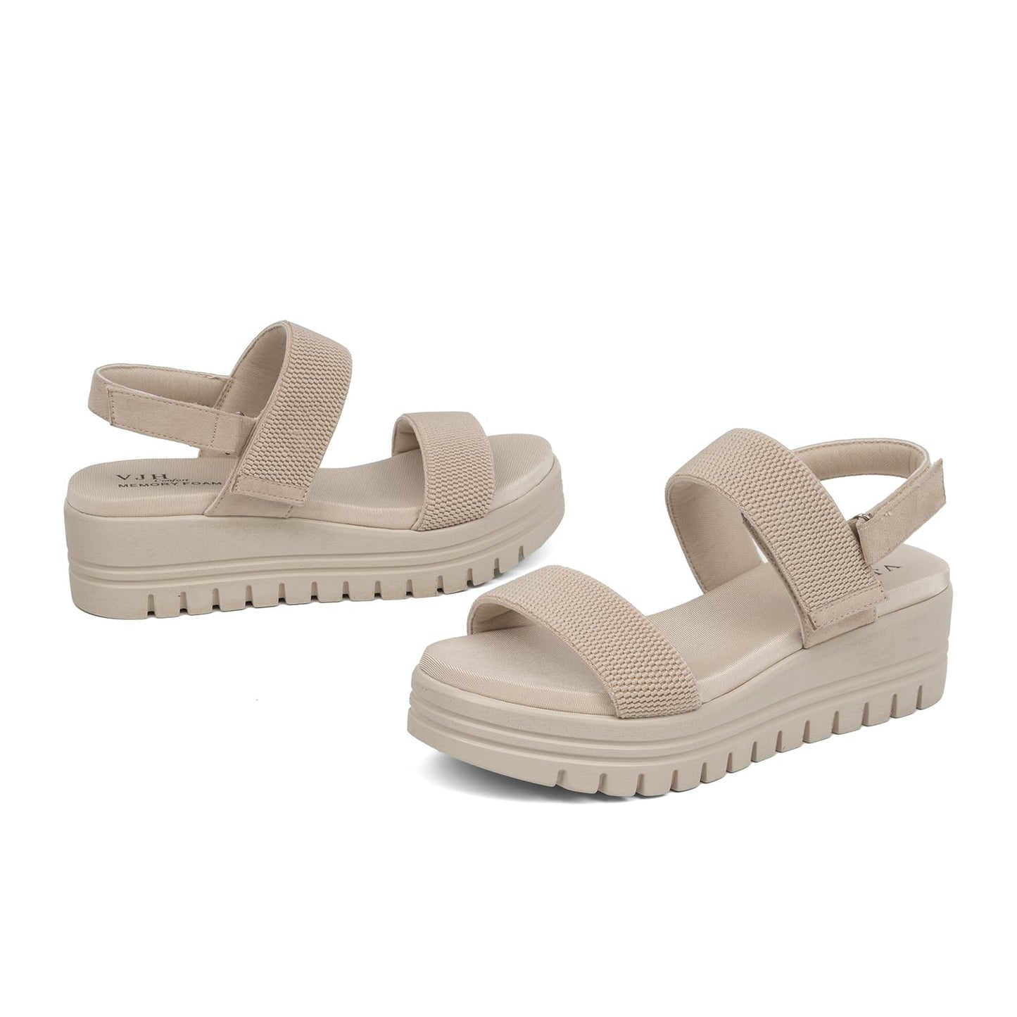 VJH confort Women's Wedge Sandals, Open Toe Ankle Strap Casual Platform Sandals