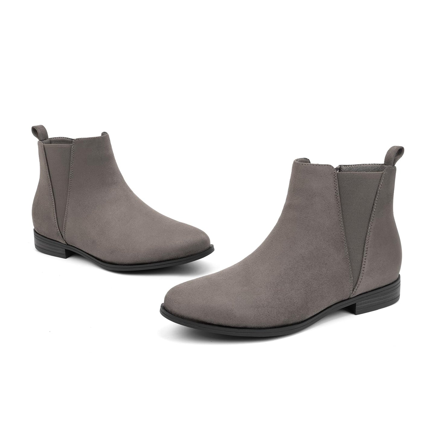 VJH confort Women's Chelsea Ankle Boots Low Heel Fashion Almond Toe Dress Booties with Side Zipper