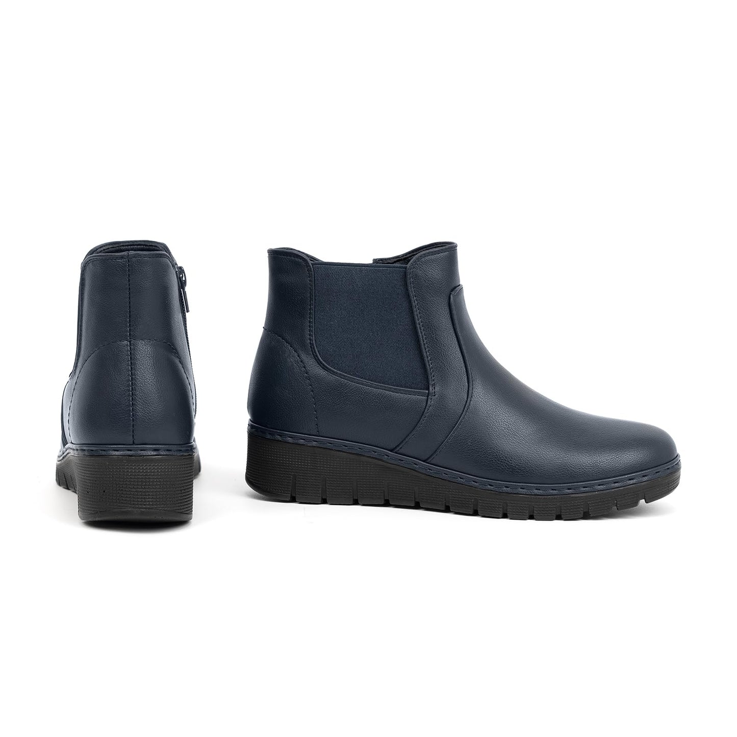 VJH confort Women’s Ankle Boots, Comfort Round Toe Lightweight Wedge Chelsea Booties with Arch Support