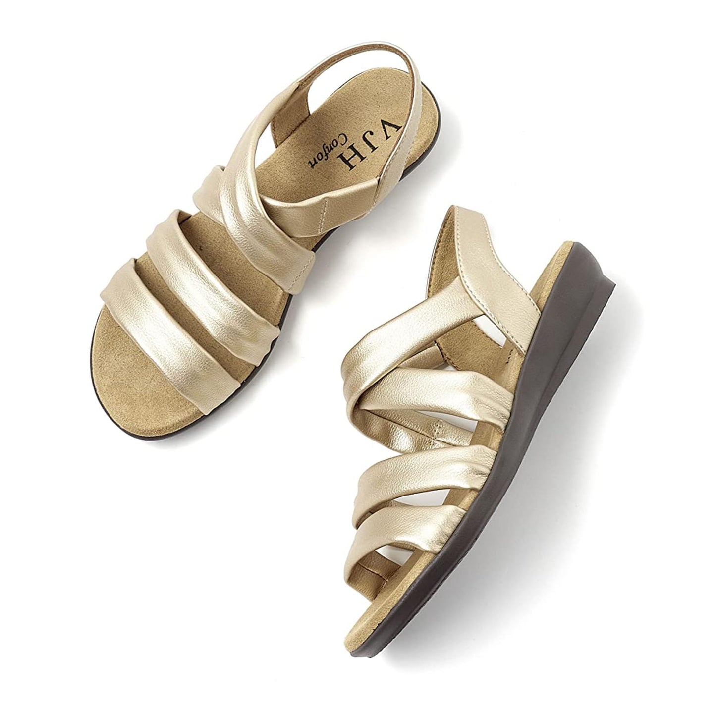 VJH confort Women’s Flat Sandals, Soft Straps Slip-on Open Toe Light Weight Elastic Slingback Comfort Casual Walking Sandals