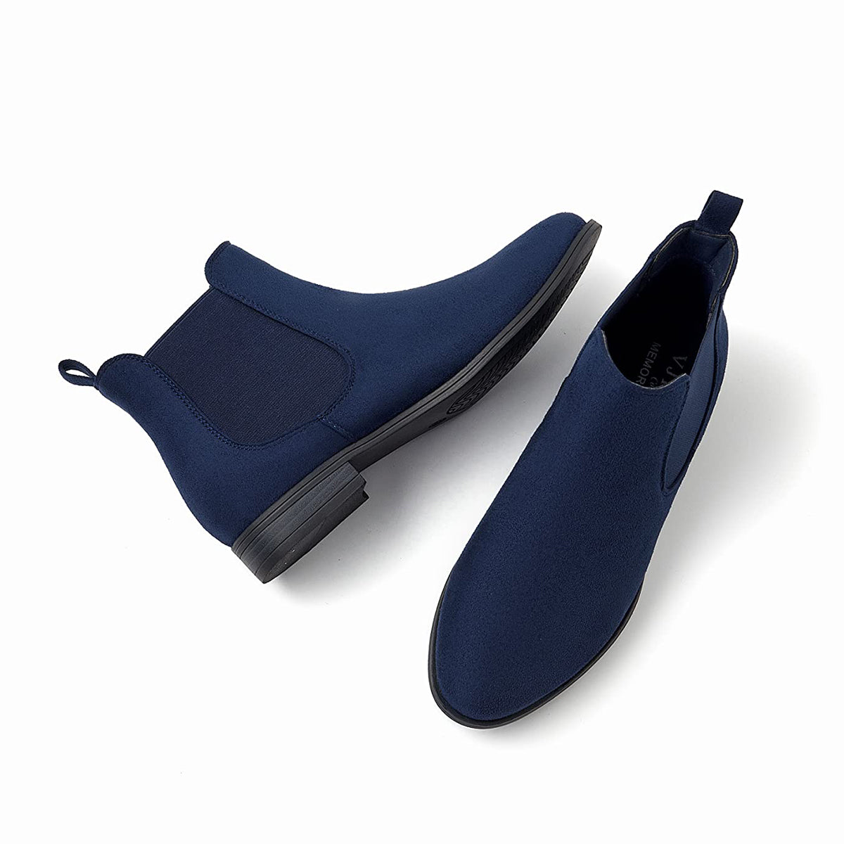 VJH confort Women's Slip on Ankle Boot, Western Almond Round Toe Low Heel Elastic Chelsea Bootie