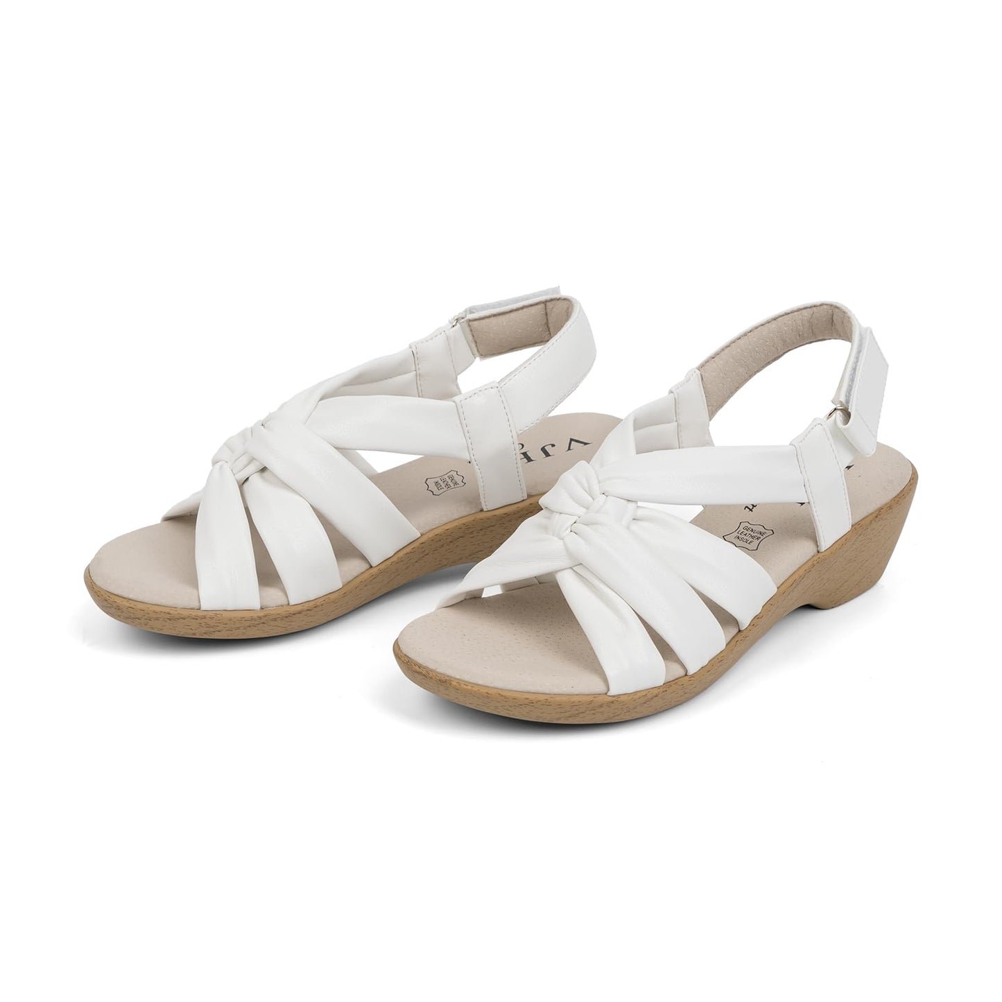 VJH confort Women’s Wedge Sandals, Comfortable Platform Cushioned Insole Strappy Round Toe Casual Wedge Sandals