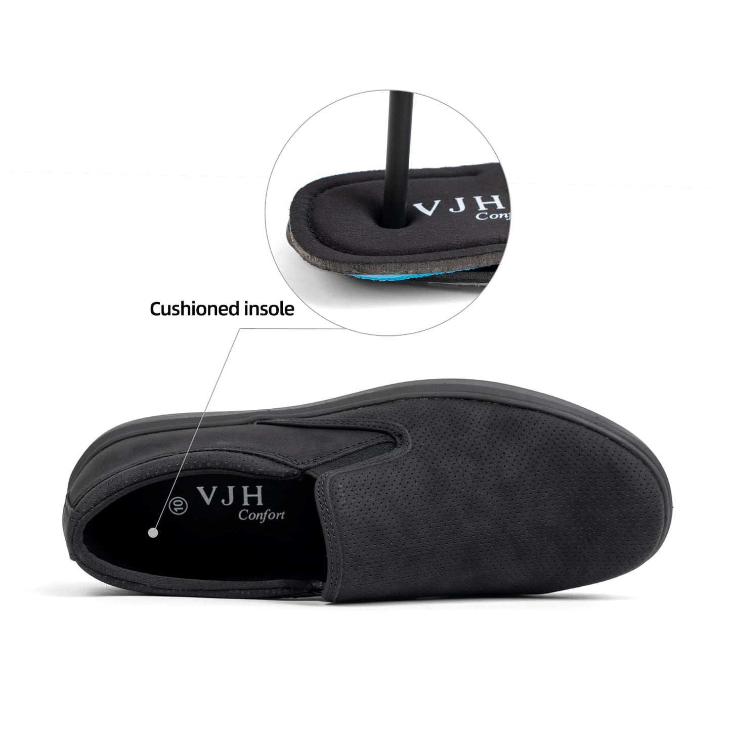 VJH confort Men's Slip-on Loafers Sneakers Mesh Breathable Elastic Casual Comfortable Fashion Work Shoes