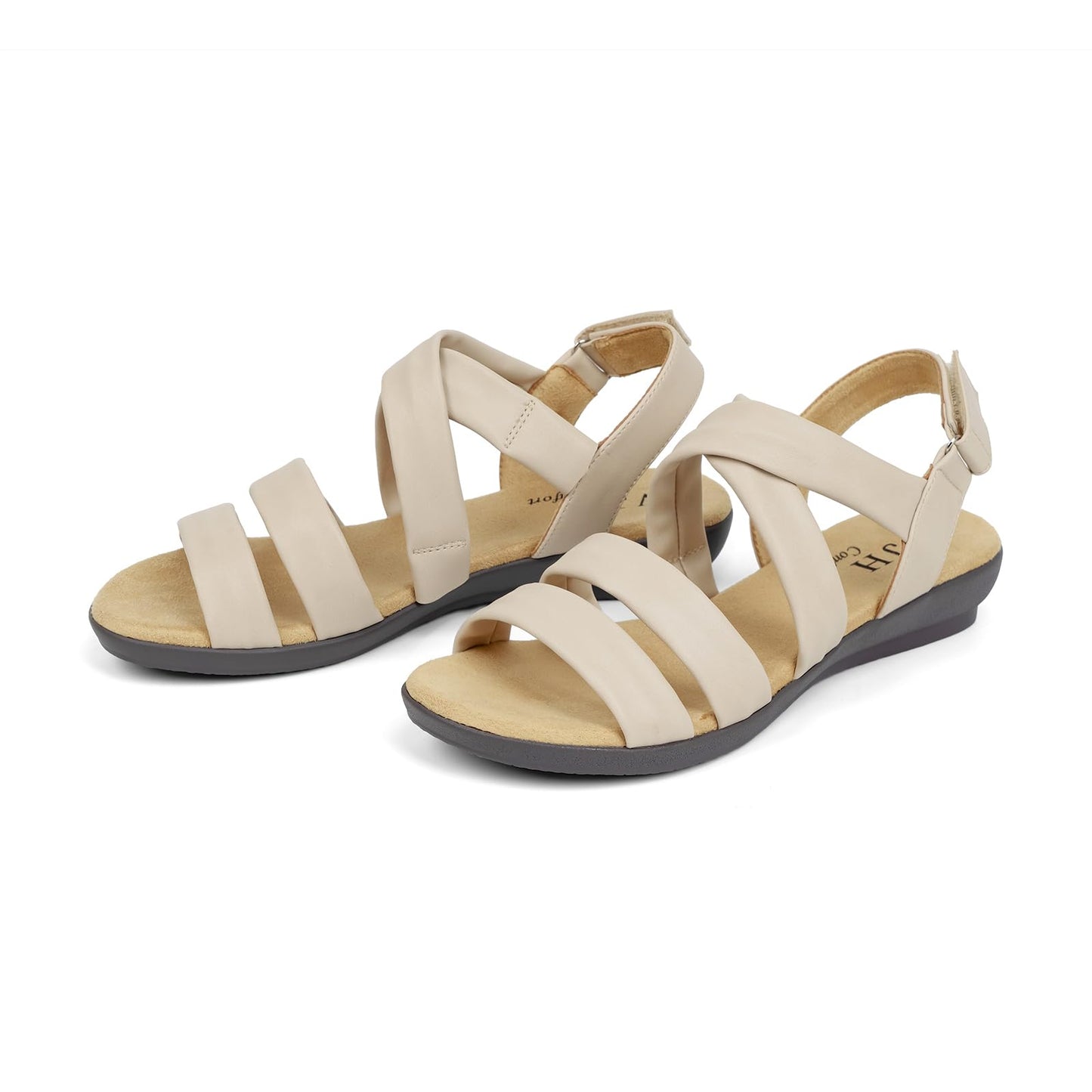 VJH confort Women’s Flat Sandals, Soft Straps Slip-on Open Toe Light Weight Elastic Slingback Comfort Casual Walking Sandals