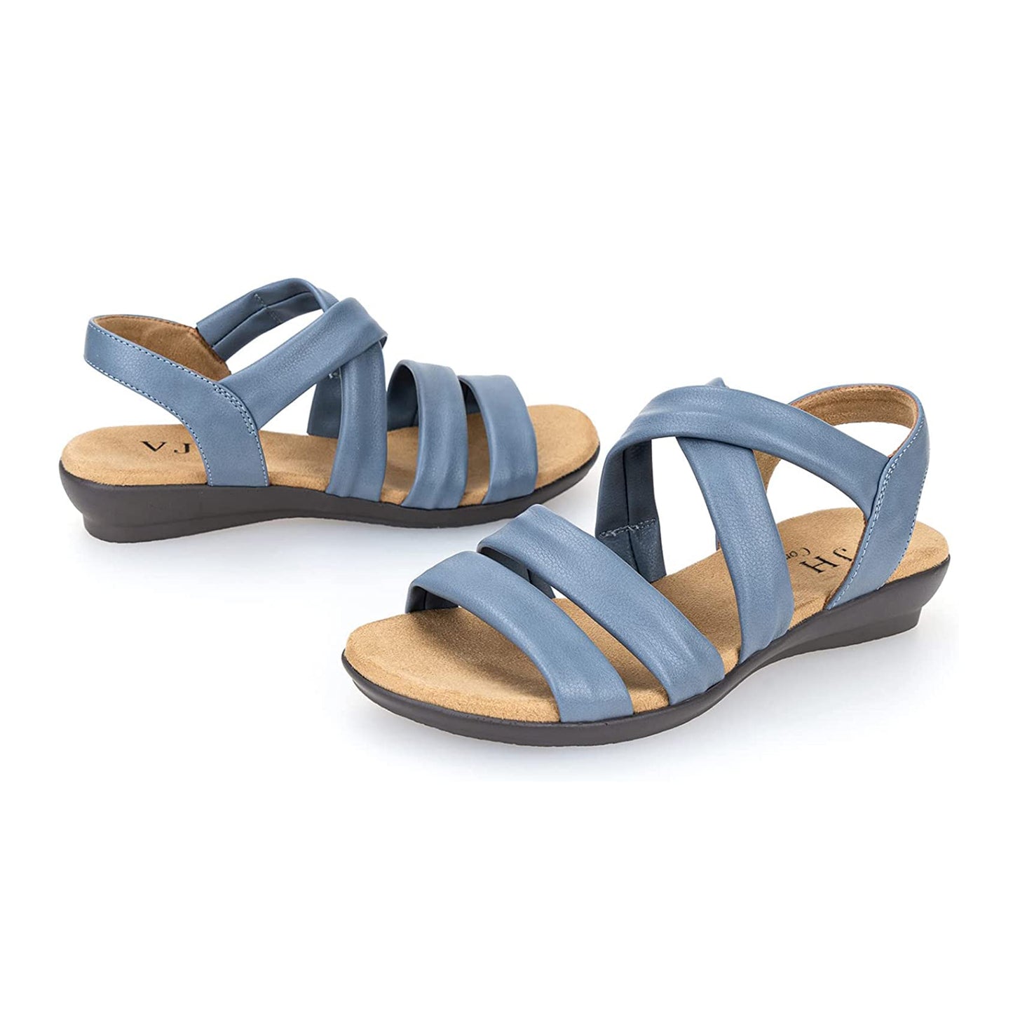 VJH confort Women’s Flat Sandals, Soft Straps Slip-on Open Toe Light Weight Elastic Slingback Comfort Casual Walking Sandals