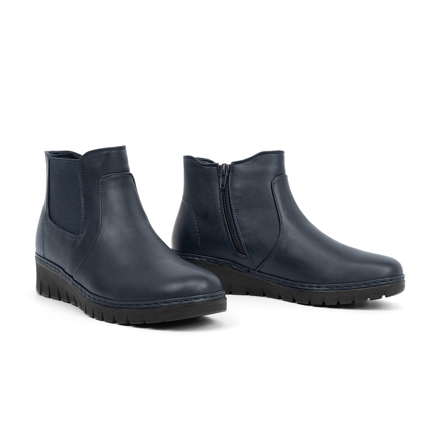 VJH confort Women’s Ankle Boots, Comfort Round Toe Lightweight Wedge Chelsea Booties with Arch Support