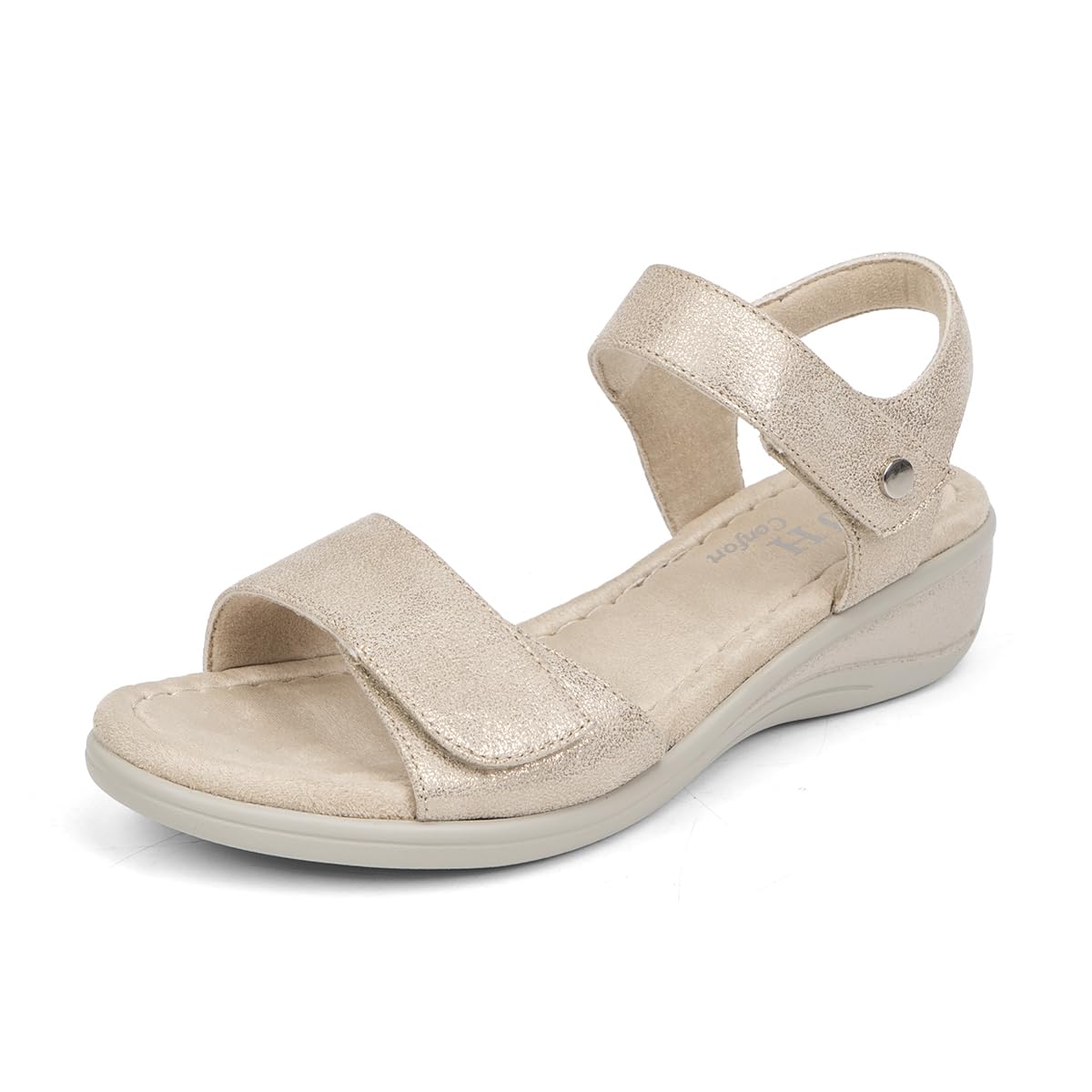 VJH confort Women's Wedge Sandals Low Heel Comfortable Hook-and-Loop Strap Open Toe Platform Summer Shoe