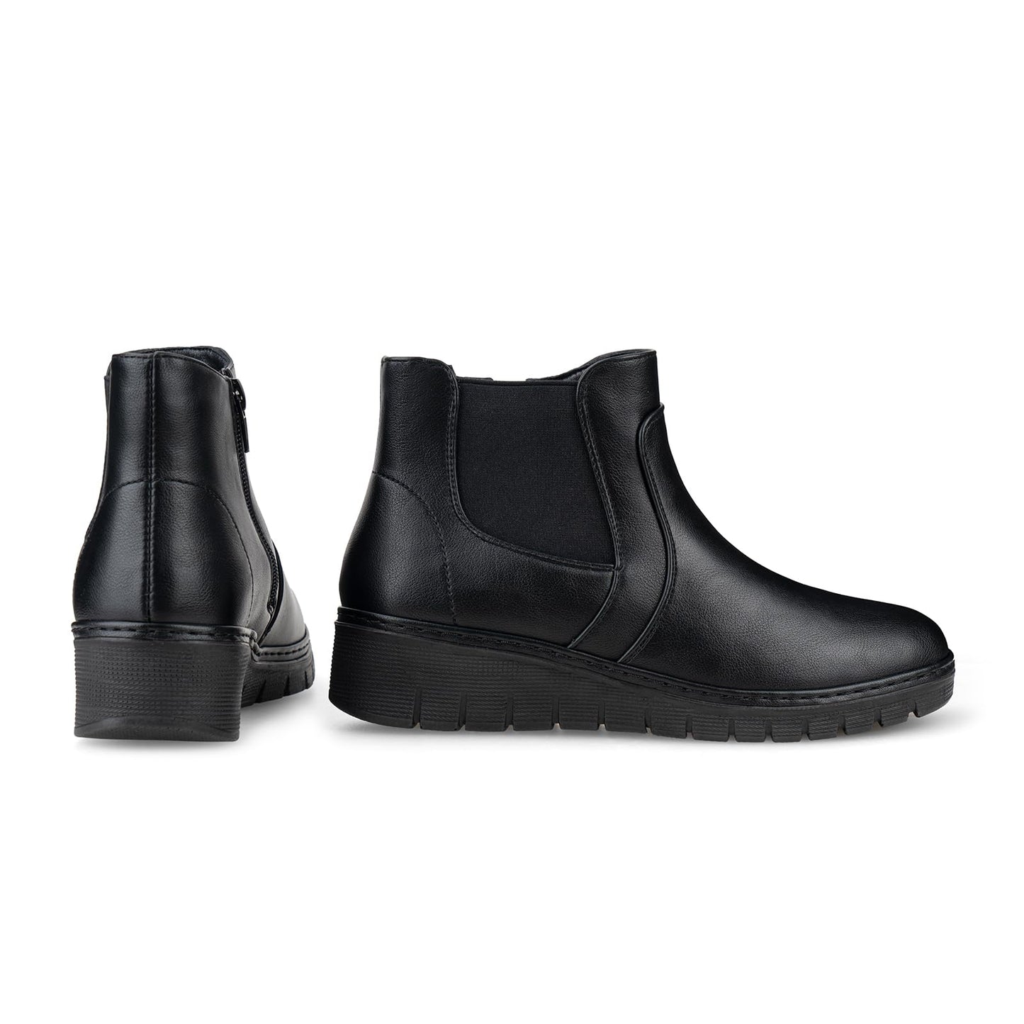 VJH confort Women’s Ankle Boots, Comfort Round Toe Lightweight Wedge Chelsea Booties with Arch Support