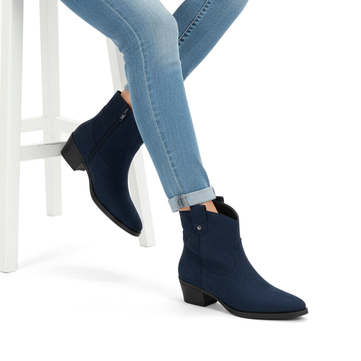 VJH confort Women's Western Ankle Boots Pointed Toe Low Chunky Heel Comfortbale Elegant Cowboy Cowgirl Booties
