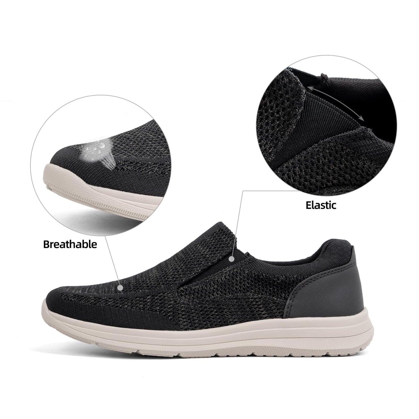 VJH confort Men's Slip-on Loafers Walking Shoes Lightweight Comfortable Casual Knit Athletic Sneakers