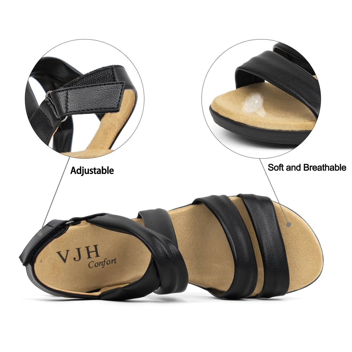VJH confort Women’s Flat Sandals, Soft Straps Slip-on Open Toe Light Weight Elastic Slingback Comfort Casual Walking Sandals
