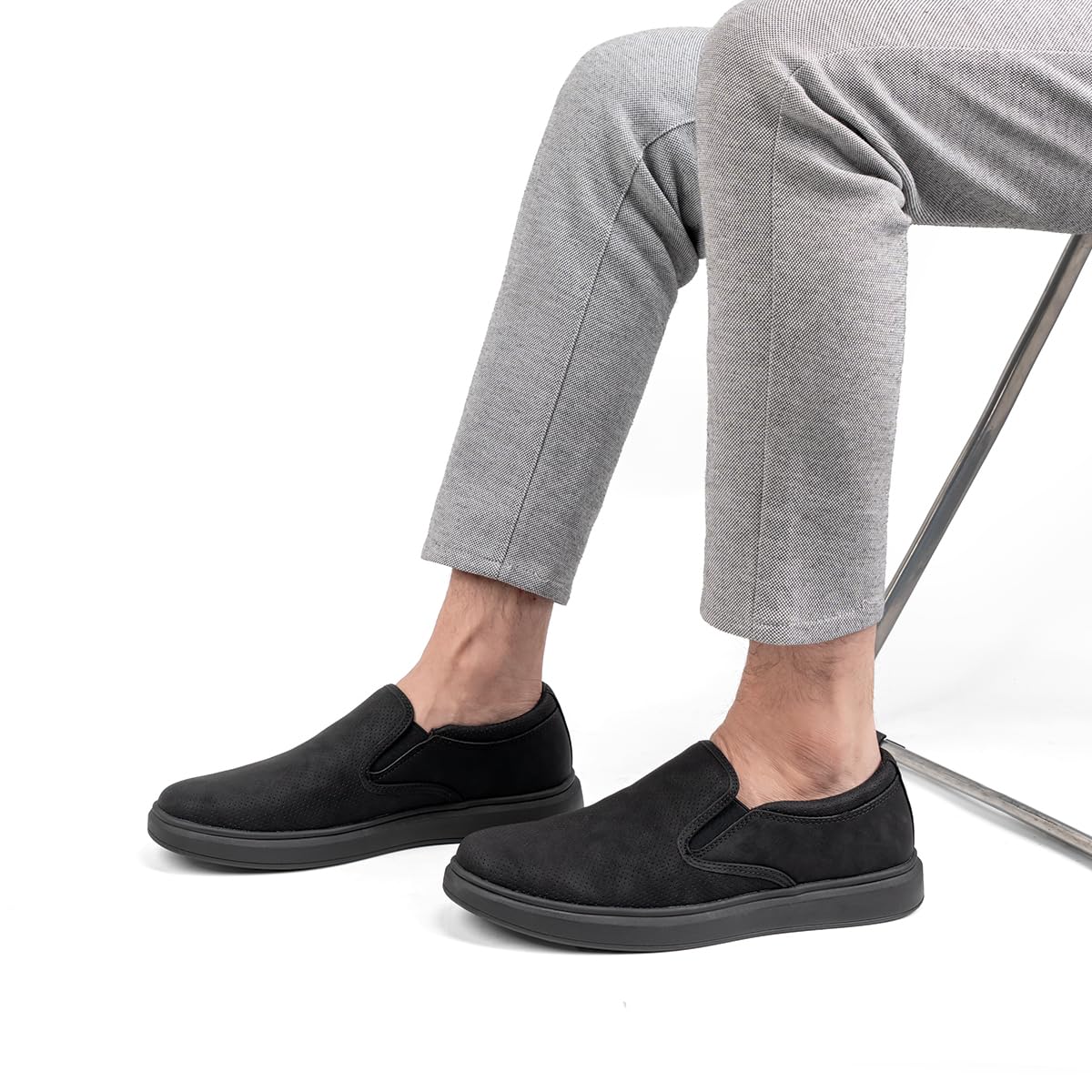 VJH confort Men's Slip-on Loafers Sneakers Mesh Breathable Elastic Casual Comfortable Fashion Work Shoes