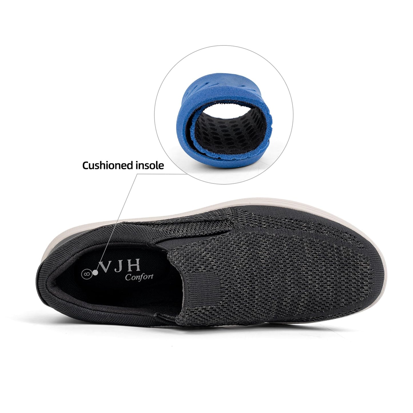 VJH confort Men's Slip-on Loafers Walking Shoes Lightweight Comfortable Casual Knit Athletic Sneakers