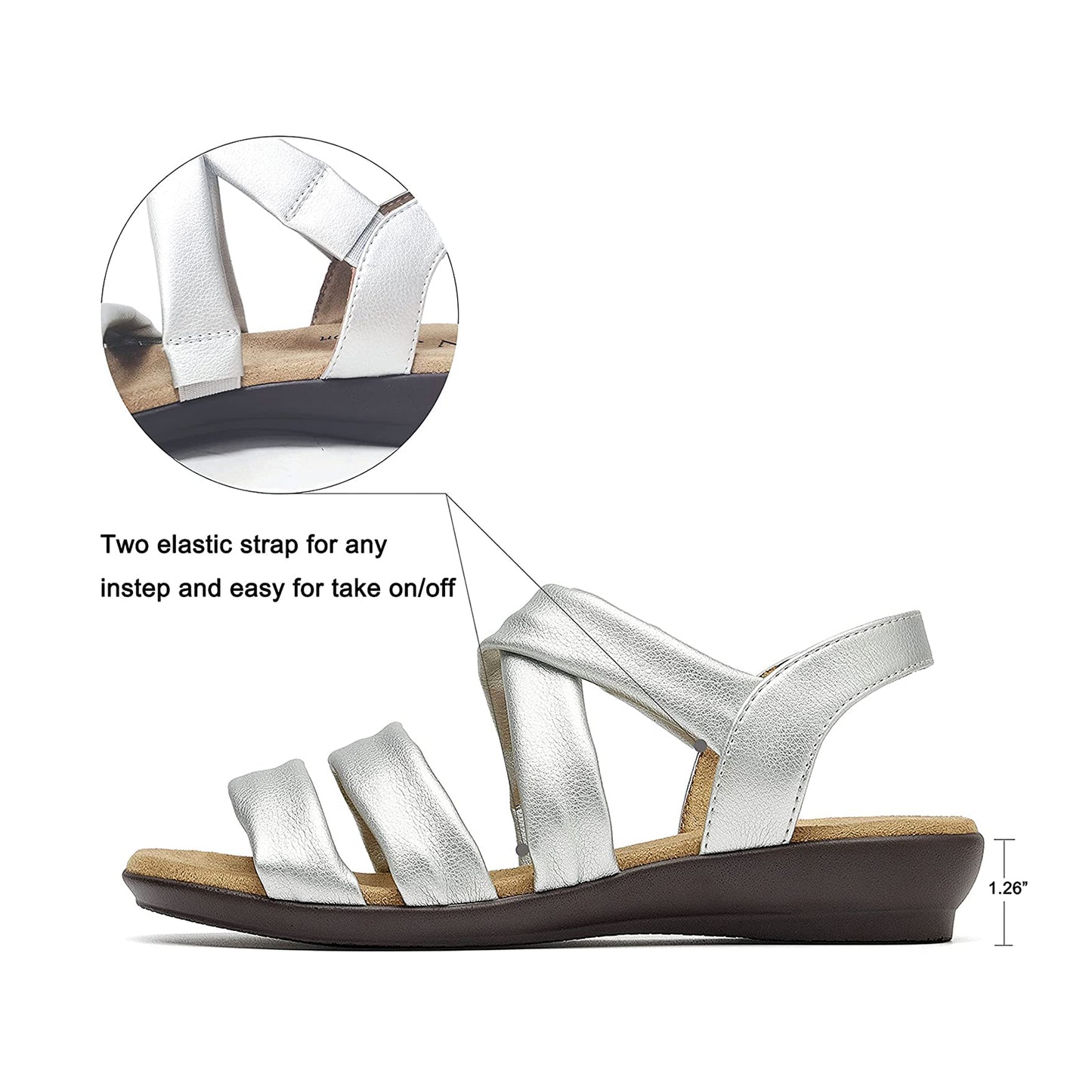 VJH confort Women’s Flat Sandals, Soft Straps Slip-on Open Toe Light Weight Elastic Slingback Comfort Casual Walking Sandals