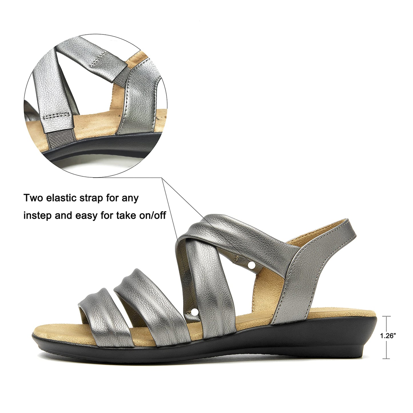 VJH confort Women’s Flat Sandals, Soft Straps Slip-on Open Toe Light Weight Elastic Slingback Comfort Casual Walking Sandals