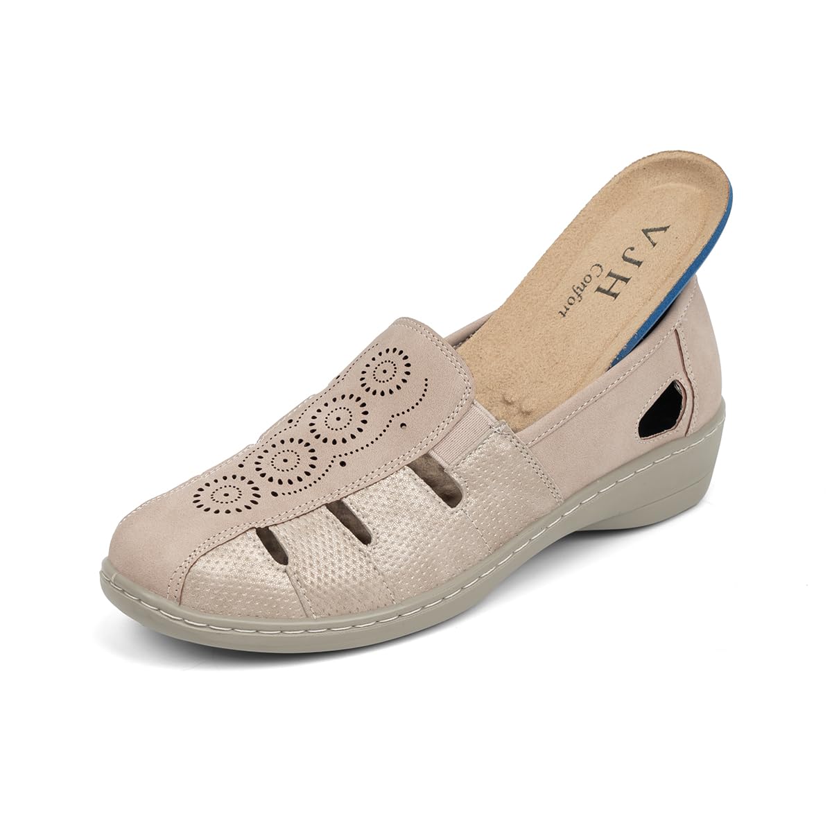 VJH confort Women’s Flat Shoes, Slip-on Round Toe Light Weight Comfort Casual Walking Shoes