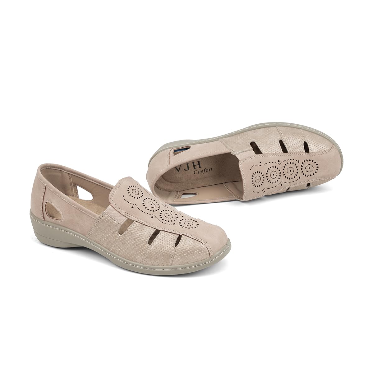 VJH confort Women’s Flat Shoes, Slip-on Round Toe Light Weight Comfort Casual Walking Shoes