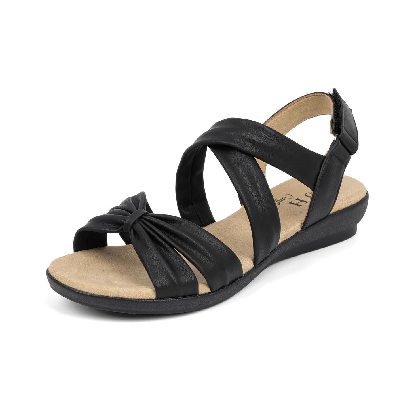 VJH confort Women’s Flat Sandals Comfortable Criss-Cross Bow Dressy Soft Straps Slip-on Flexible Summer Walking Sandals