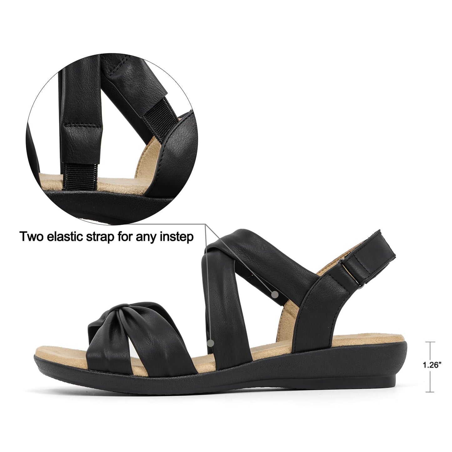 VJH confort Women’s Flat Sandals Comfortable Criss-Cross Bow Dressy Soft Straps Slip-on Flexible Summer Walking Sandals