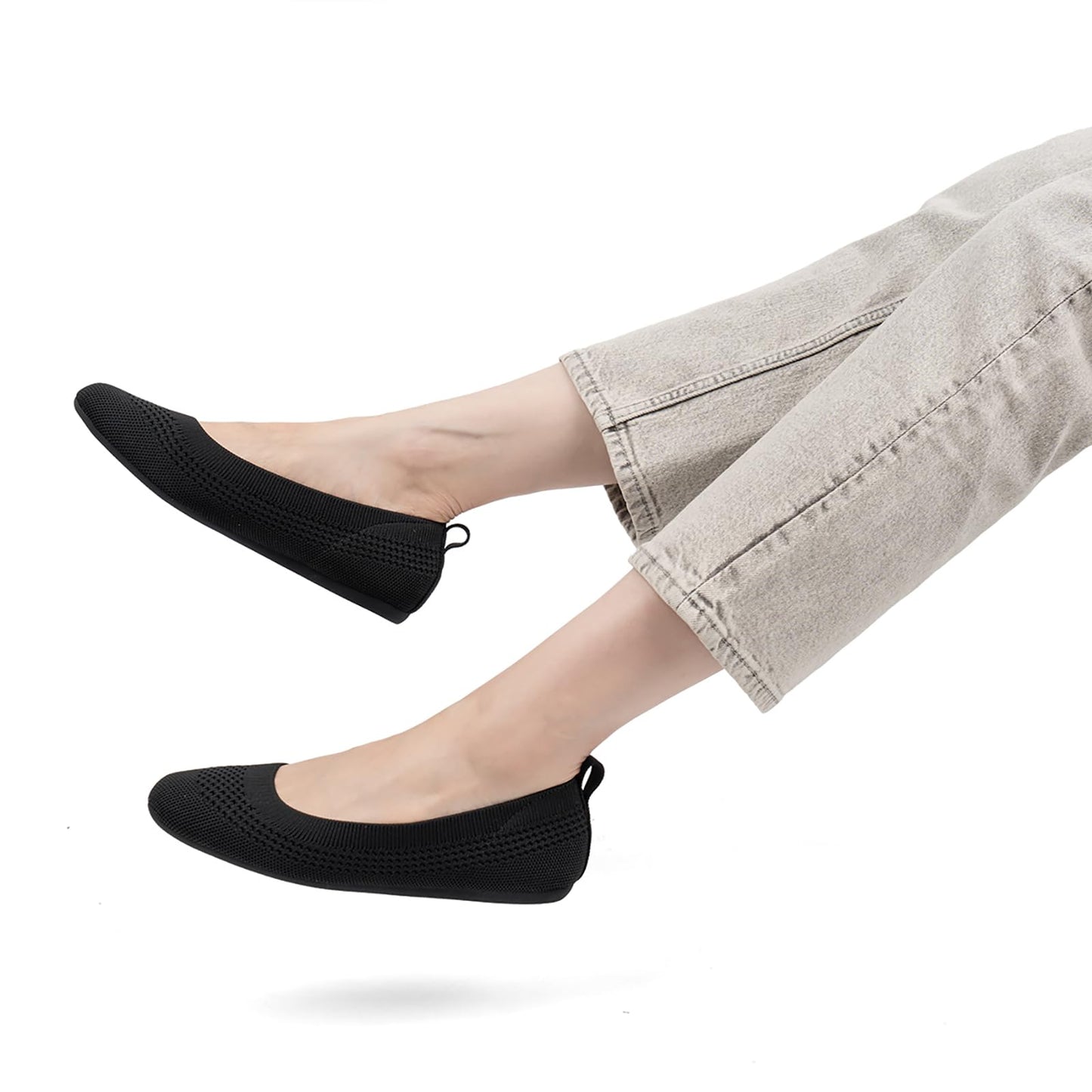 VJH confort Women’s Flats Shoes Ballet Knit Comfort Foldable Round Toe Slip-on Casual Office Work Walking Flats