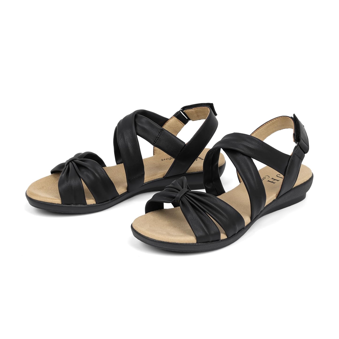 VJH confort Women’s Flat Sandals Comfortable Criss-Cross Bow Dressy Soft Straps Slip-on Flexible Summer Walking Sandals