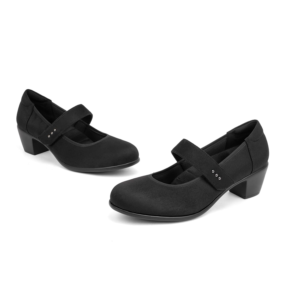 VJH confort Women's Mary Jane Pumps Low Block Chunky Heel Round Toe Dress Work Comfortable Shoes