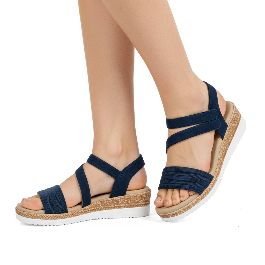 VJH confort Women's Wedge Sandals Platform Ankle Straps Leather Lining Comfortable Walking Summer Shoes