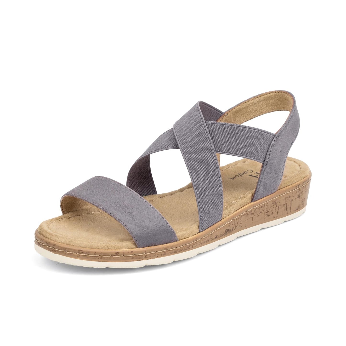 VJH confort Women's Flat sandals, Comfort Slip-on Elastic ankle strap Slingback Light Weight Casual Walking Sandals