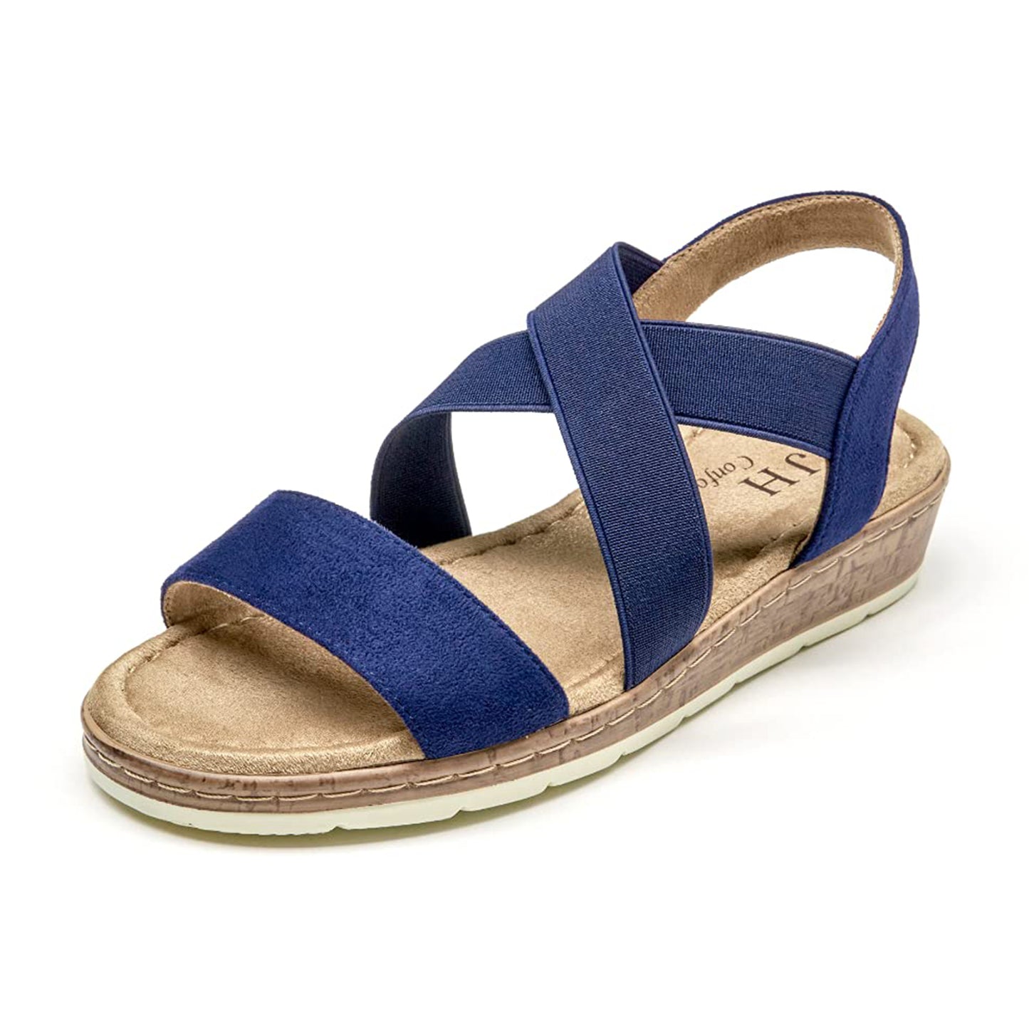 VJH confort Women's Flat sandals, Comfort Slip-on Elastic ankle strap Slingback Light Weight Casual Walking Sandals