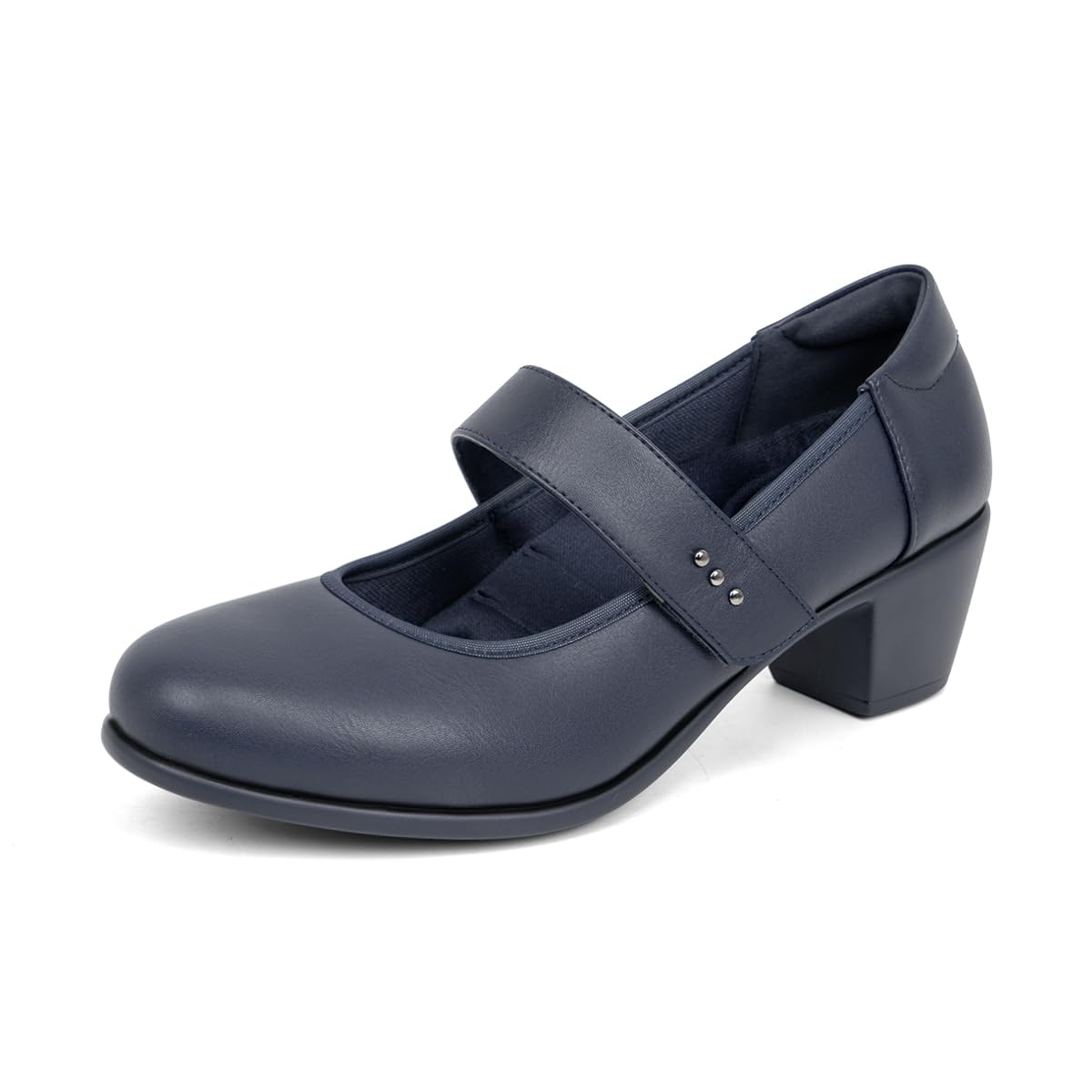 VJH confort Women's Mary Jane Pumps Low Block Chunky Heel Round Toe Dress Work Comfortable Shoes