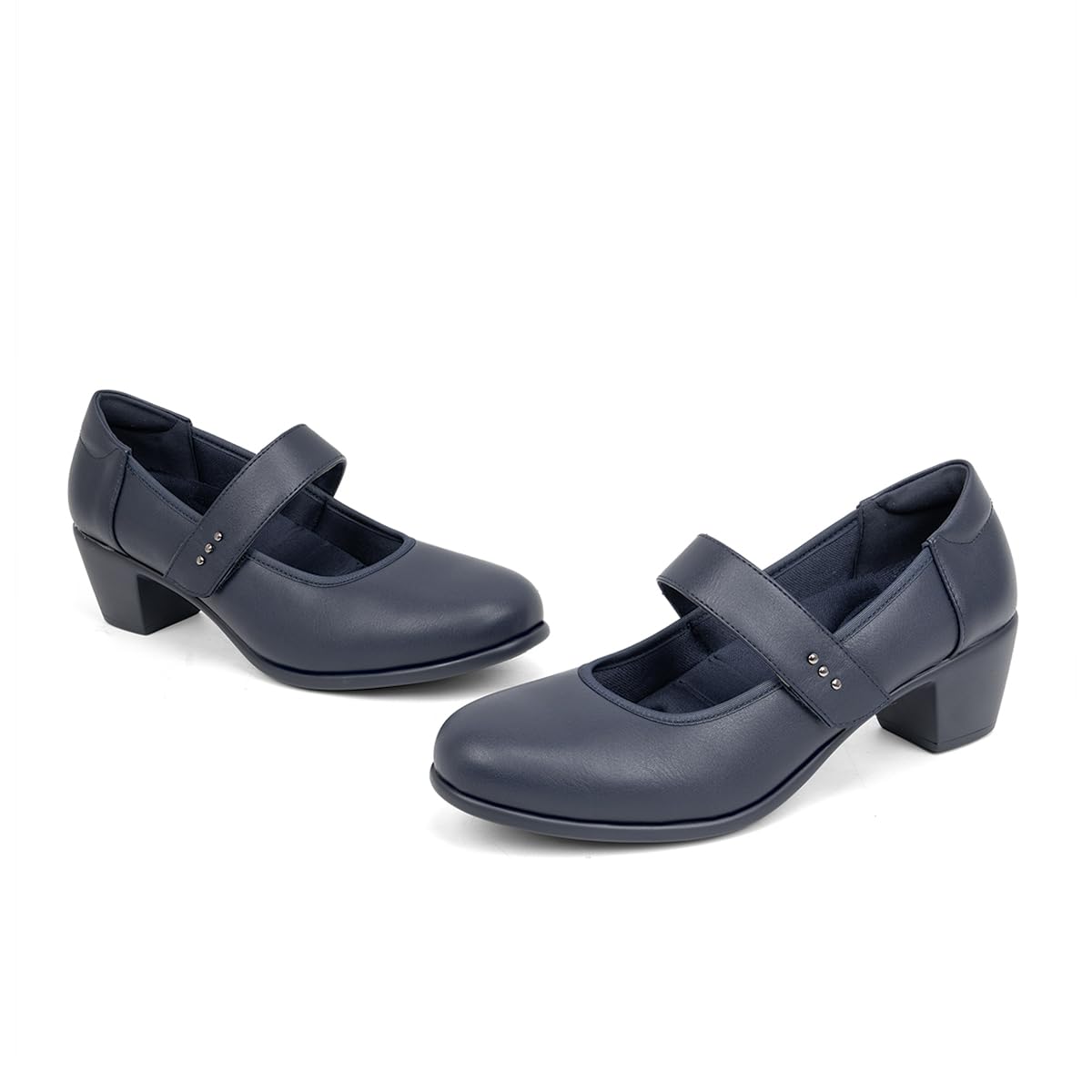 VJH confort Women's Mary Jane Pumps Low Block Chunky Heel Round Toe Dress Work Comfortable Shoes