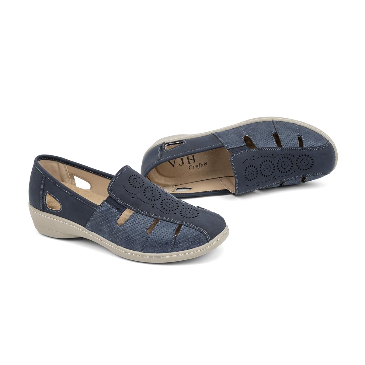 VJH confort Women’s Flat Shoes, Slip-on Round Toe Light Weight Comfort Casual Walking Shoes