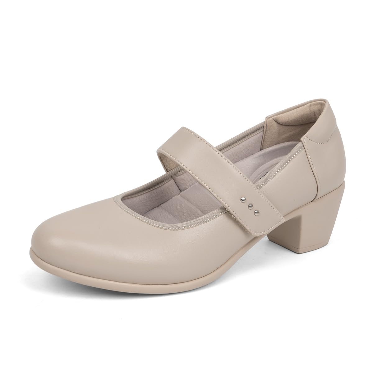 VJH confort Women's Mary Jane Pumps Low Block Chunky Heel Round Toe Dress Work Comfortable Shoes