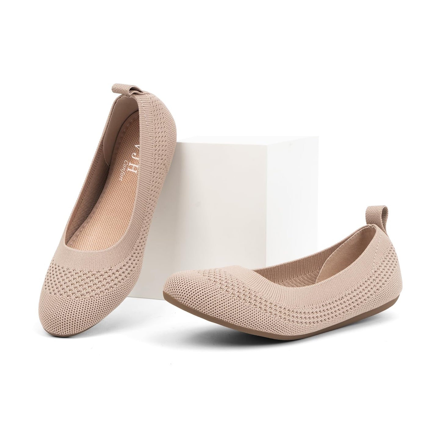 VJH confort Women’s Flats Shoes Ballet Knit Comfort Foldable Round Toe Slip-on Casual Office Work Walking Flats