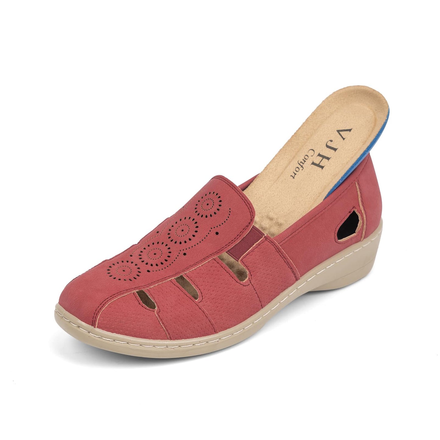 VJH confort Women’s Flat Shoes, Slip-on Round Toe Light Weight Comfort Casual Walking Shoes