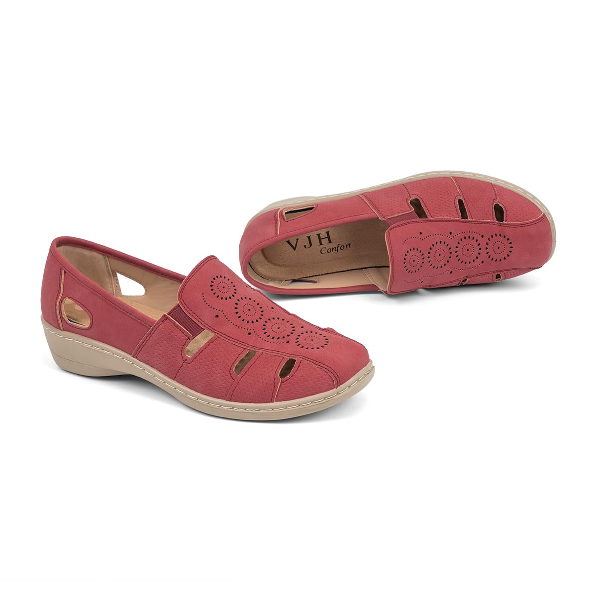 VJH confort Women’s Flat Shoes, Slip-on Round Toe Light Weight Comfort Casual Walking Shoes