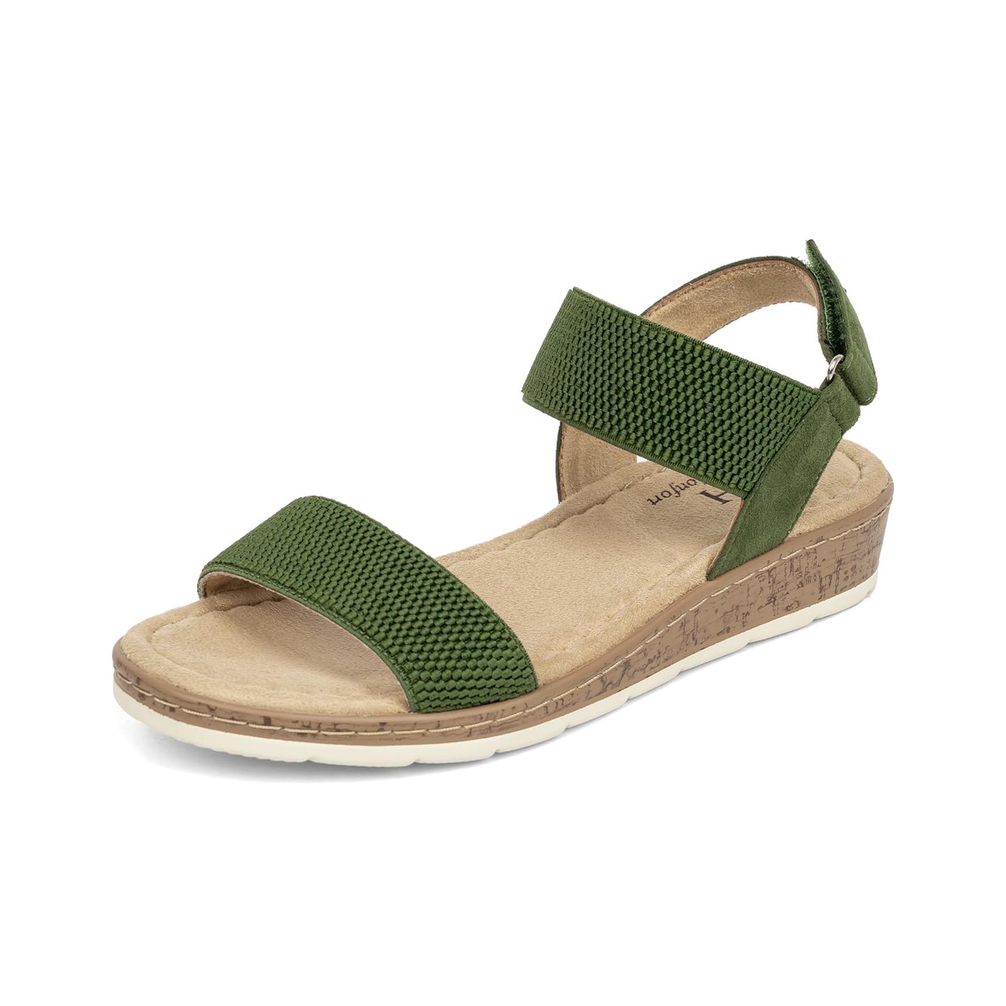 VJH confort Women’s Flat Sandals Open Toe Elastic Ankle Strap Slip on Comfy Low Wedge Sandals