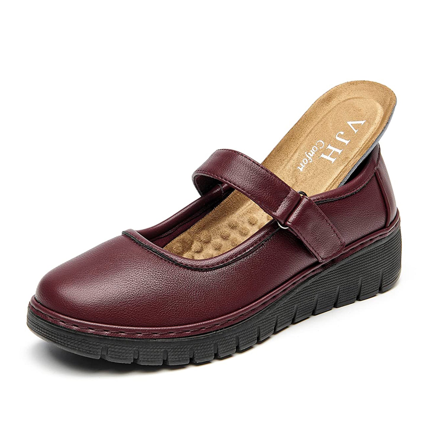 VJH confort Women s Mary Jane Flats, Breathable Comfort Round Toe Low Heel Slip-on Light Weight Walking Shoes