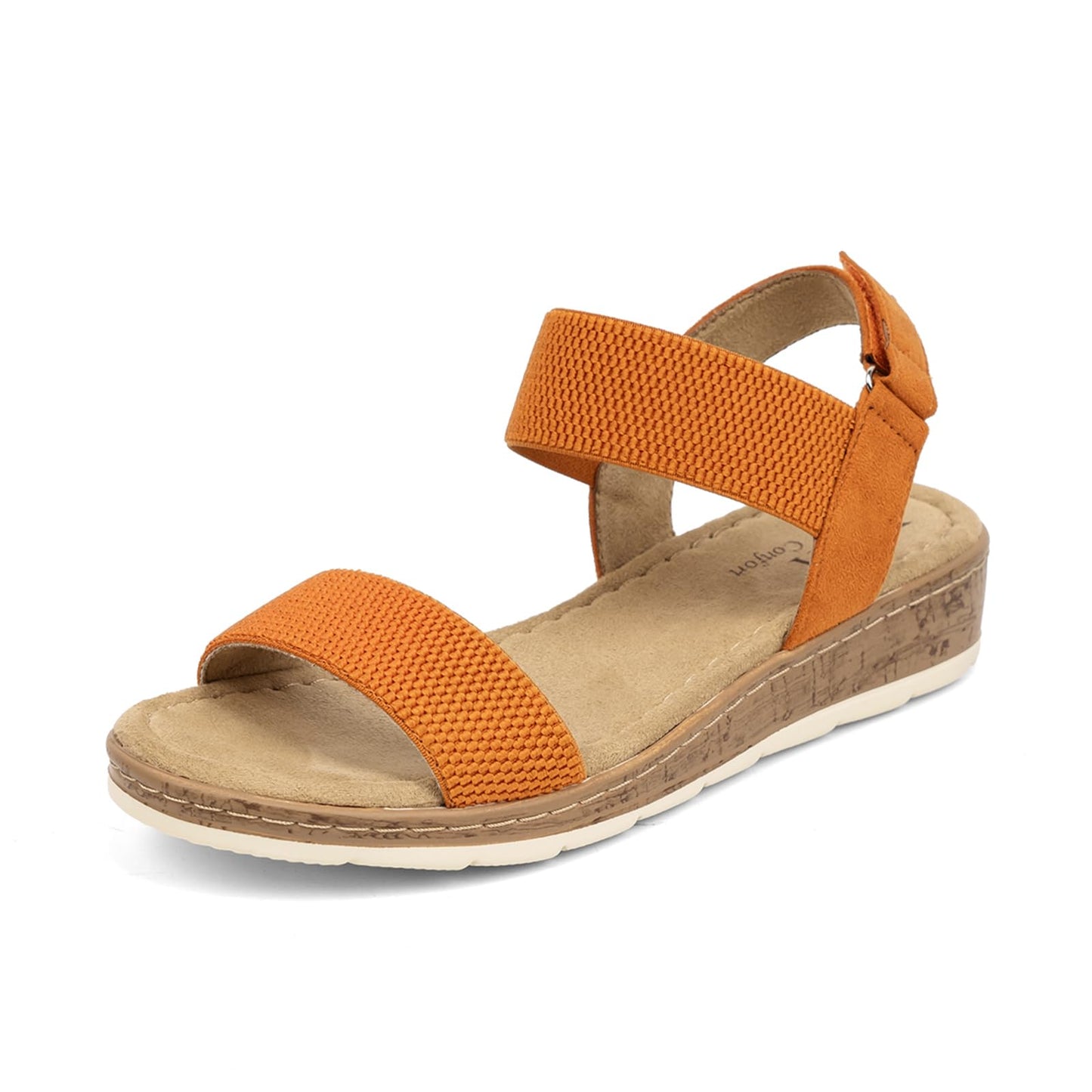 VJH confort Women’s Flat Sandals Open Toe Elastic Ankle Strap Slip on Comfy Low Wedge Sandals