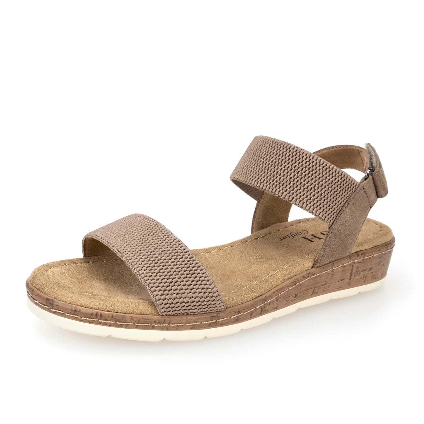 VJH confort Women’s Flat Sandals Open Toe Elastic Ankle Strap Slip on Comfy Low Wedge Sandals